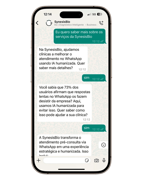 Celular com conversa da SynesisBio